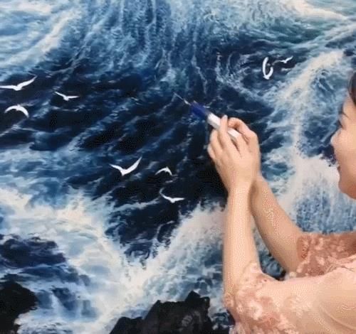  模仿|女画家模仿邵岩，用针管作画，网友吐槽：看那手法