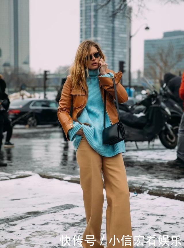 毛衣|最近火了一种“保暖穿法”,叫“毛衣+高腰裤”,显高显瘦又时髦