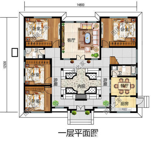 卧室|120平米左右农村小四合院设计,韵味十足,领略中式建筑的美