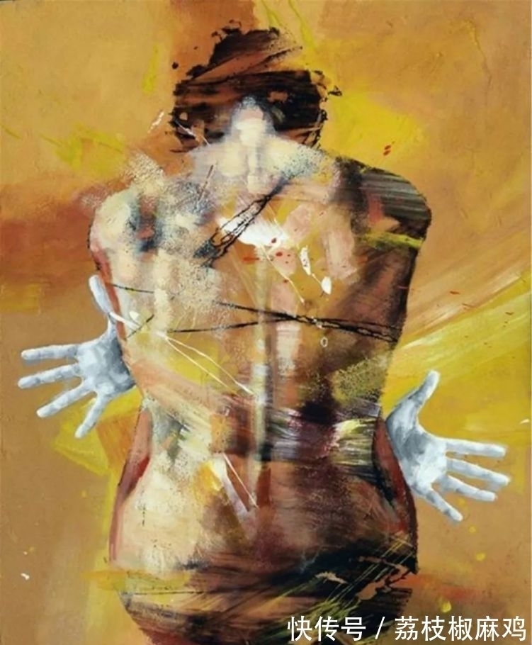 笔触$粗犷的笔触诠释女人另类的柔美与性感,让视觉炸裂的大触油画神作