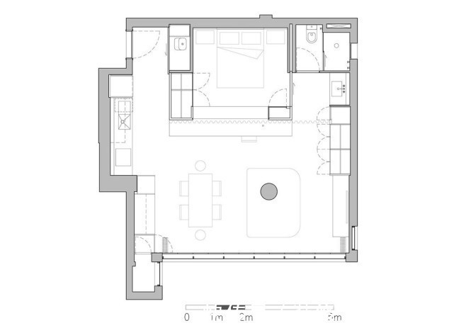 小户型|68平现代风小户型单身公寓,围绕主子做了个360 °的沙发真实用