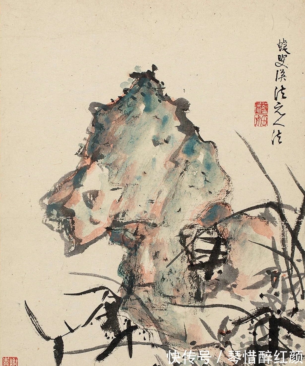 蓝瑛&蓝瑛12张《兰竹石图》,花鸟画最经典的课徒稿