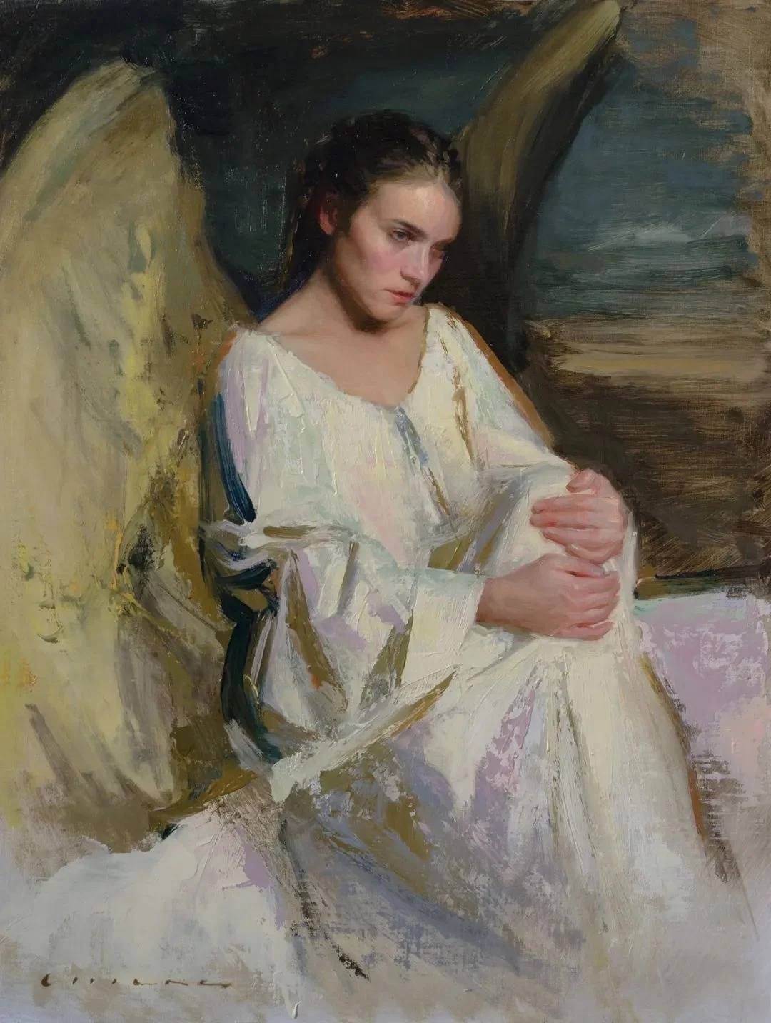 油画#每一幅肖像油画中,凯西·查尔兹都努力捕捉到人类形态的美