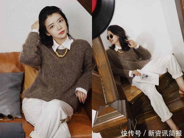 学学|跟三木学学,毛衣这样穿好看极了,谁穿谁时髦!