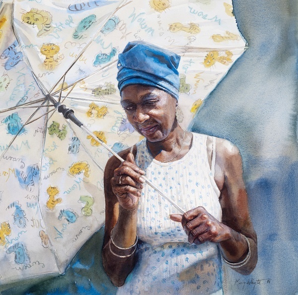 画标$美国水彩人物画家玛丽怀特:一张A4大小的水彩画标上万美元