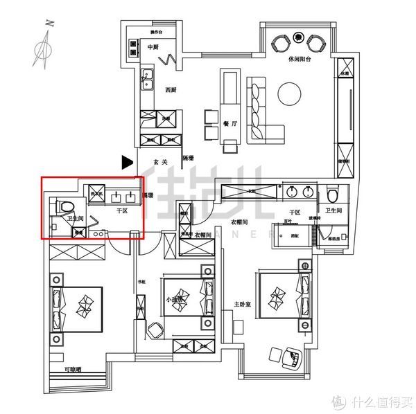 卫浴|绝！5口之家0杂物，只靠1扇门实现卫浴三分离