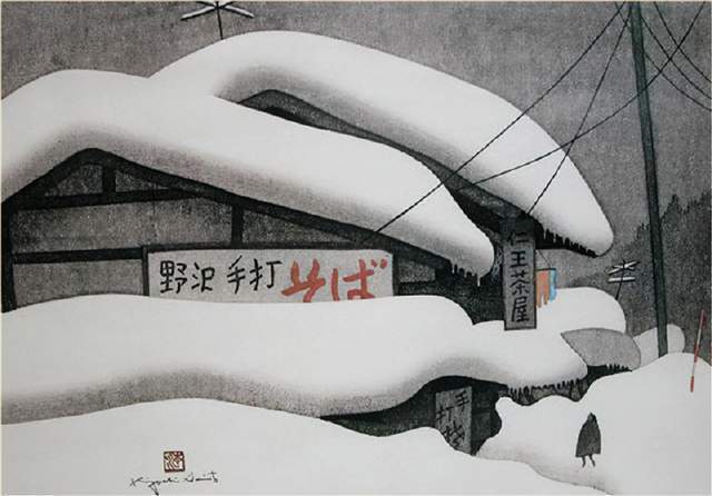 版画!日本近代版画大师斋藤清冬日雪景系列版画作品