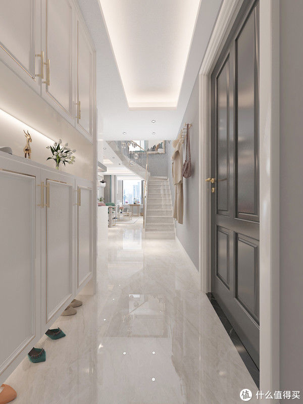 玄关|她45㎡loft公寓，坚持装修轻奢风，巧用线条，装出高级感，有品位