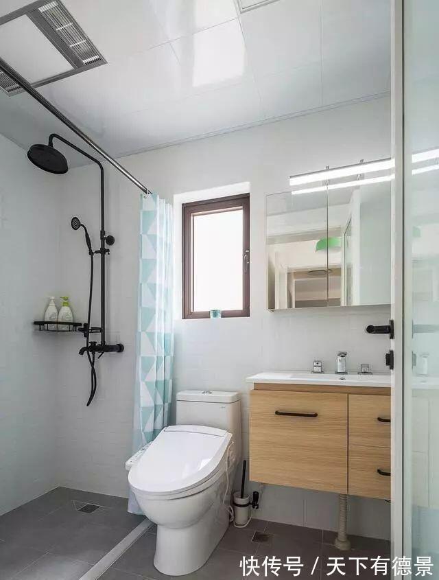 两居室|闺蜜的90㎡北欧两居室，全包14万，卫生间清爽的色调，非常不错