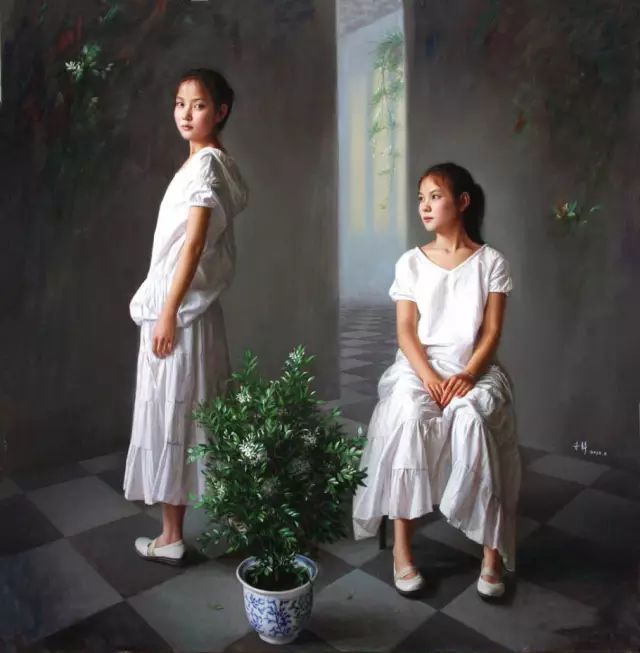 油画@美女画家安静油画里的美女,貌若天仙