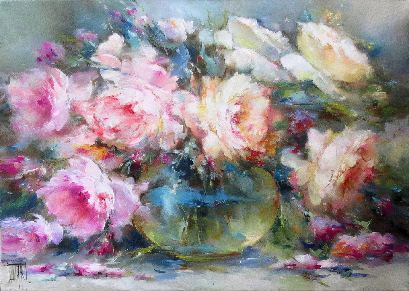 vladimir!俄罗斯画家弗拉基米尔· 巴比奇把花束画得如此之美,妖艳