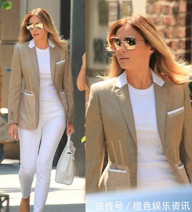 白色系 梅拉尼娅拎黑金爱马仕出街,穿的好休闲,黑衬衫、高腰裤气质干练!