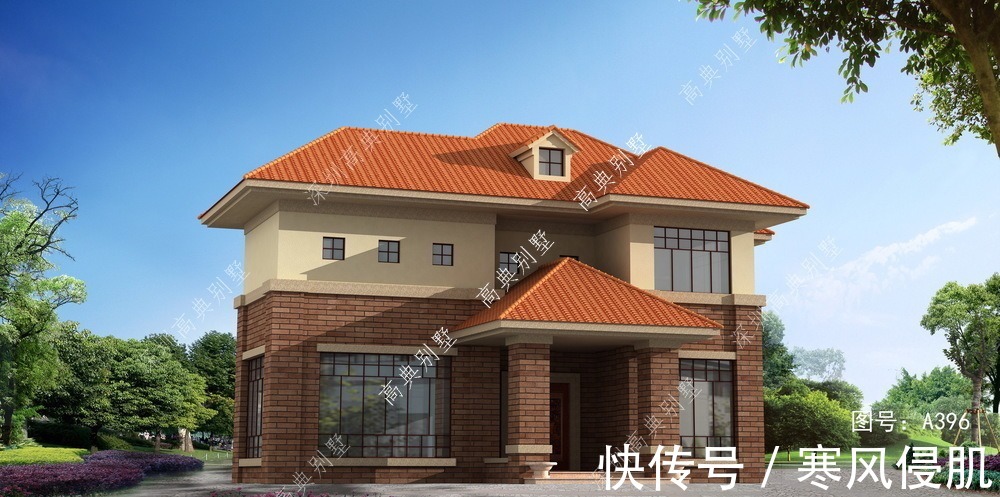 立面|实用的欧式小别墅，立面层次丰富，整体实用适合乡村盖房。