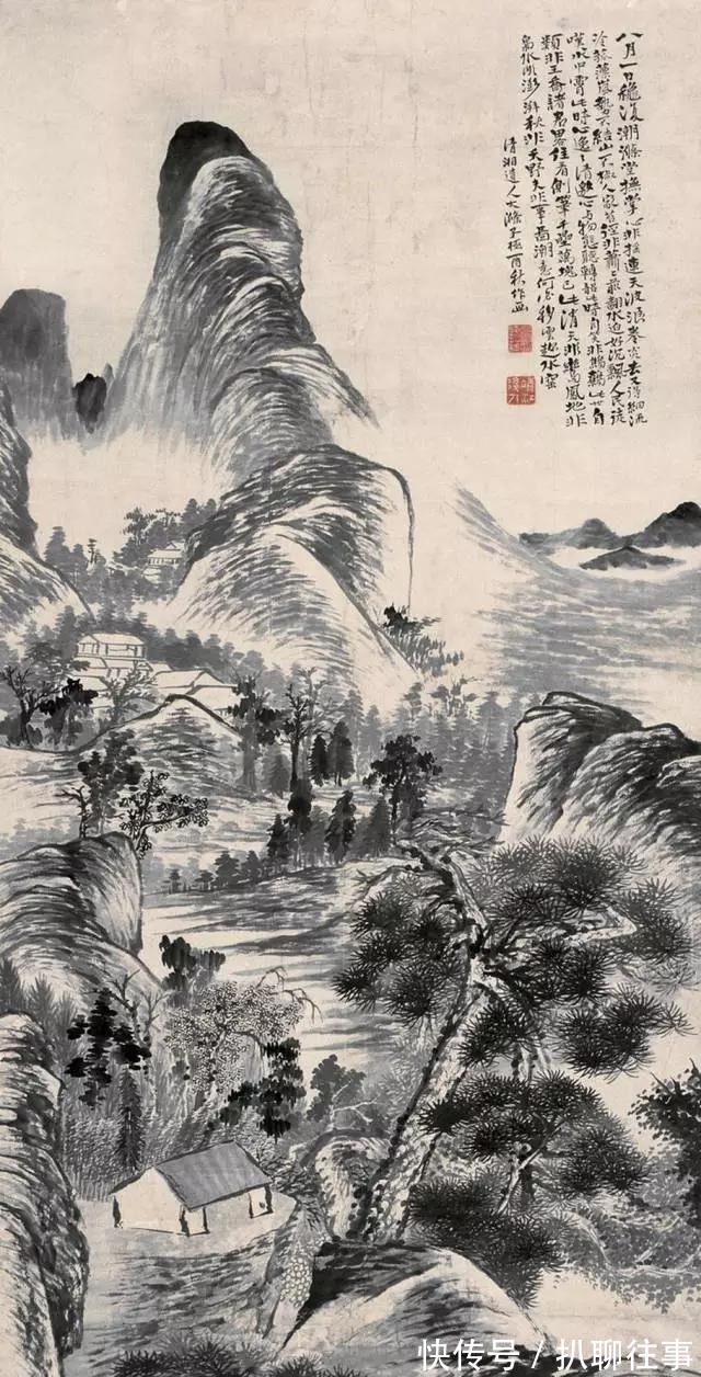 水墨纸本|清初四大画僧笔下的意境山水,不只是养眼