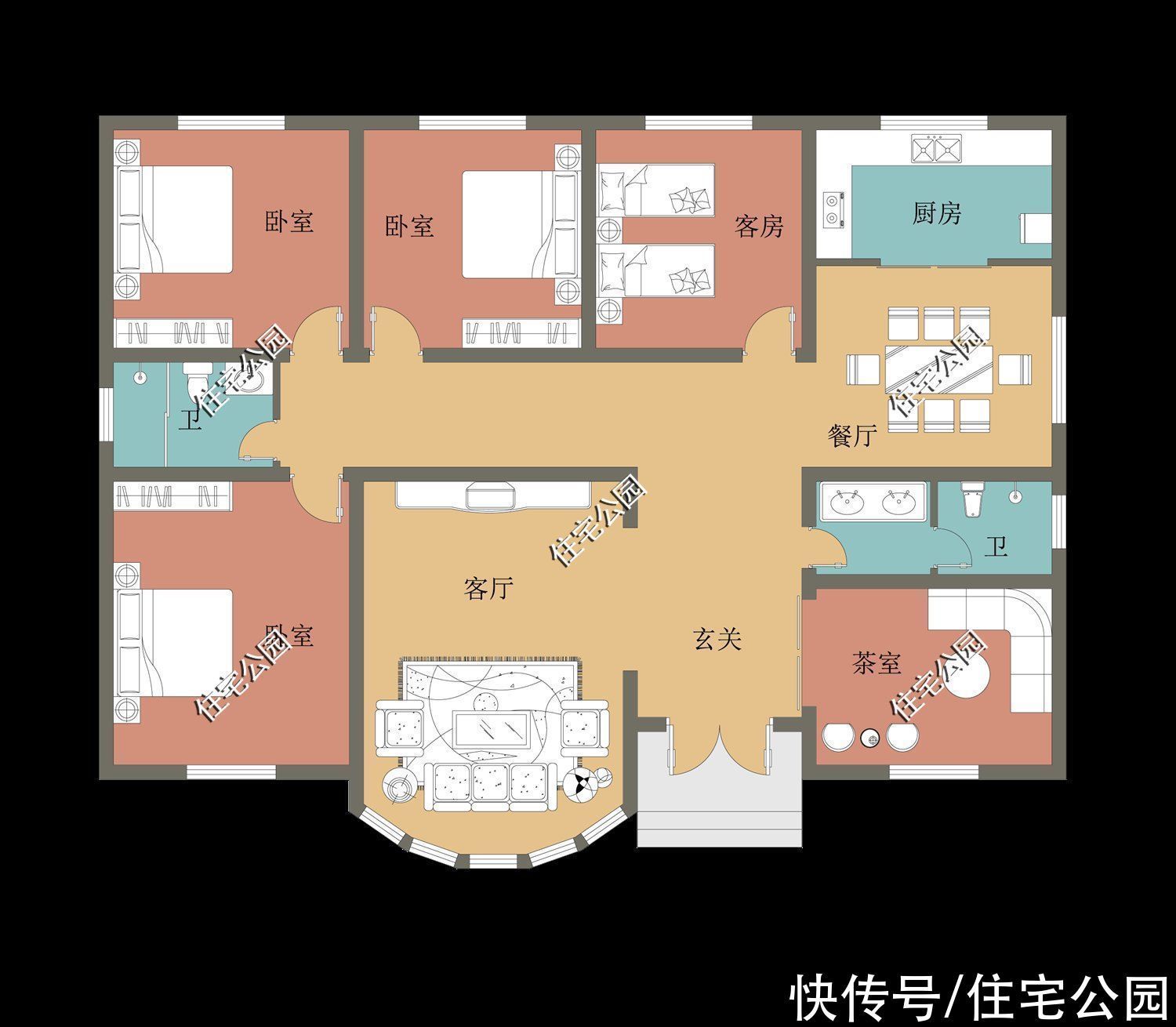 占地面积|农村盖房的好月份,10套一层户型奉上,第3套造价低第6套特别美