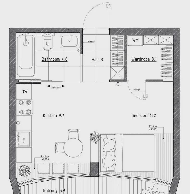 闭塞|29㎡二人居,一室一厅舒适自在,再来个衣帽间,这才是生活