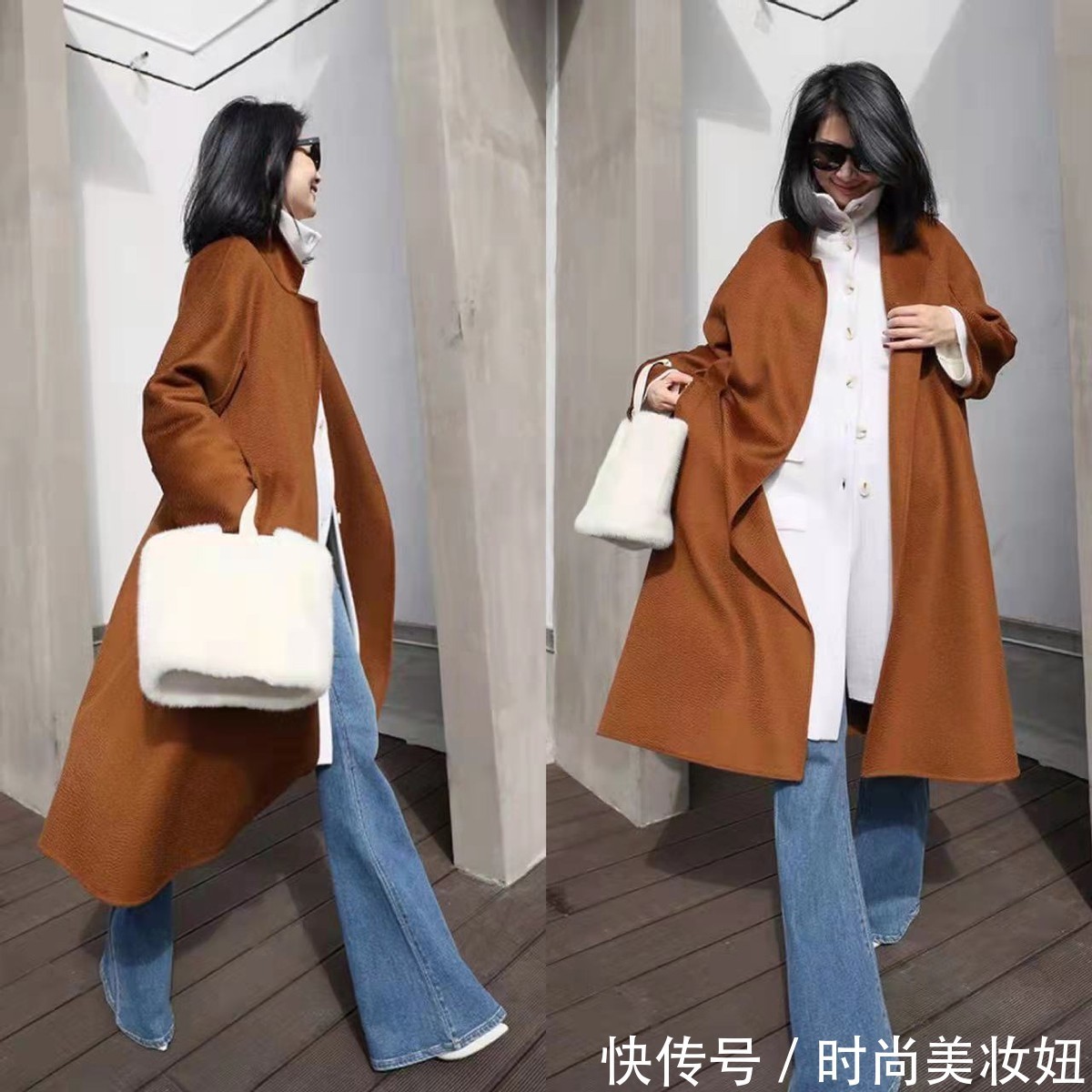 天蓝色 今年大衣别再配打底裤了,搭配这几种长裤更高级,保暖又时尚