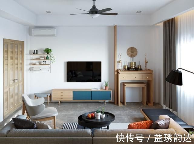 小沙发|将灰蓝色与木色调混合在一起，温暖的现代风格设计