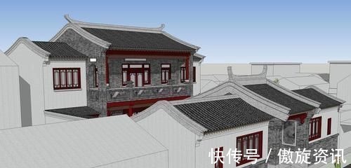 半山腰|喜庆的四合院设计,家里的宅基地小也可以盖,很适合农村