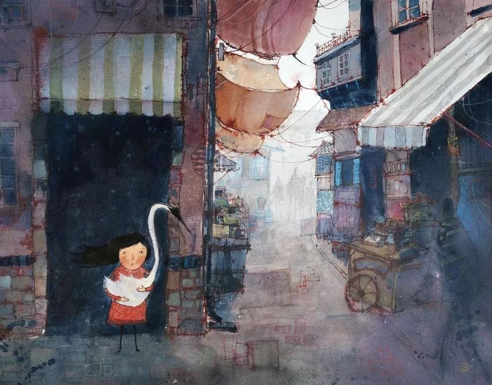 治愈插画$治愈插画:童年,像一个流丽繁复的梦