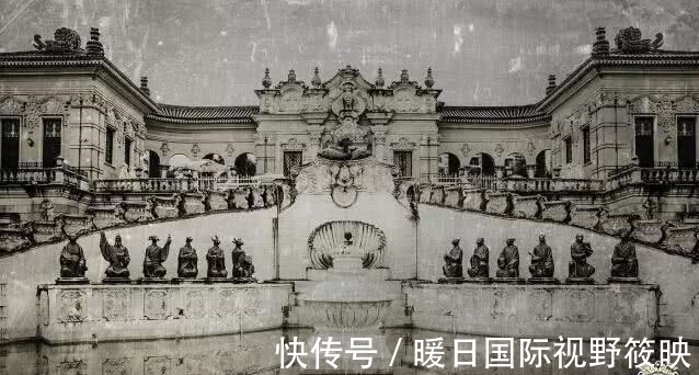 兽首|140年前的圆明园老照片：那时主体还在，图1是海晏堂十二生肖兽首