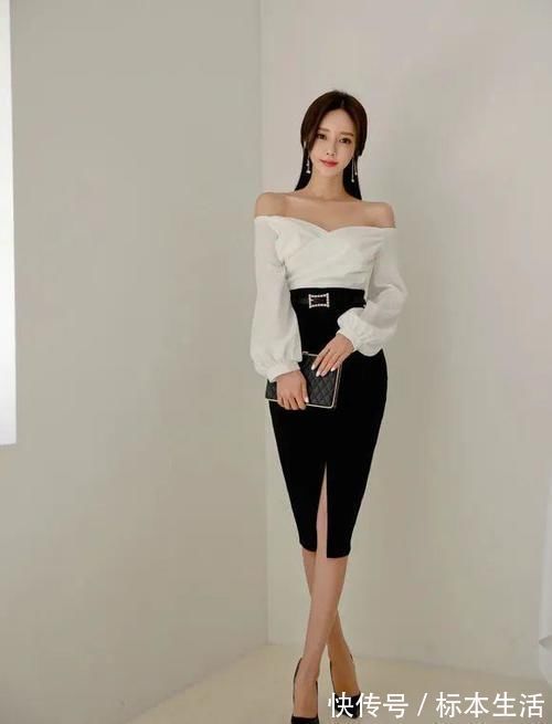 美女 美女穿搭:水仙露肩套裙,露出迷人香肩,令人沉醉!