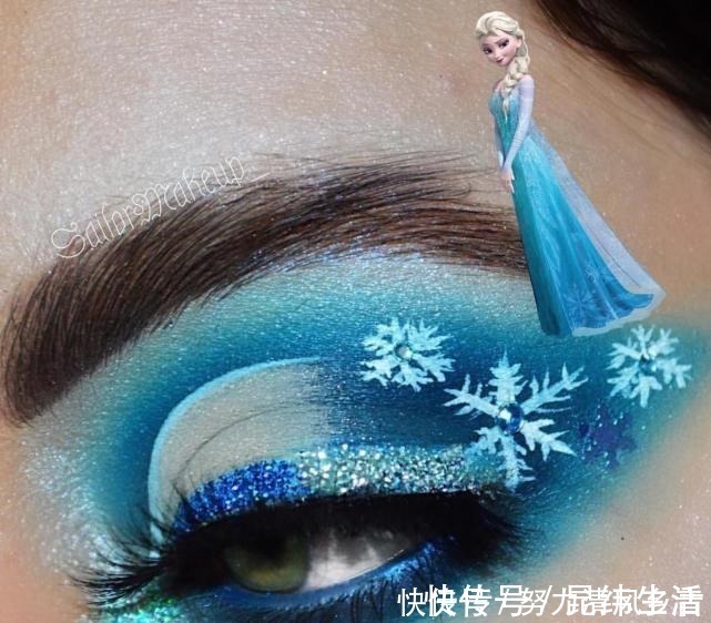 艾莎女王|把“动画人物”画在眼上,艾莎女王有创意,芭比粉的小樱竟这么美