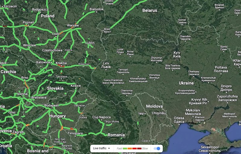 谷歌地图|谷歌地图关闭乌克兰实时交通功能，保护当地用户