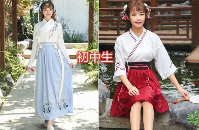 大学生|同样是“选汉服”,初中生VS高中生,看到大学生:哥哥,我们一起穿好嘛?