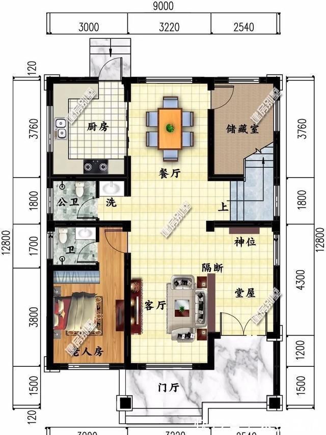 文化石|小尺寸造价低的二层别墅,第一栋颜值高,配堂屋和3个卧室