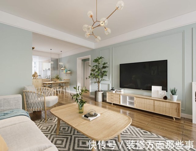 阳台上|110平清新北欧风二居室阳台上半开式式书房,增加客厅采光