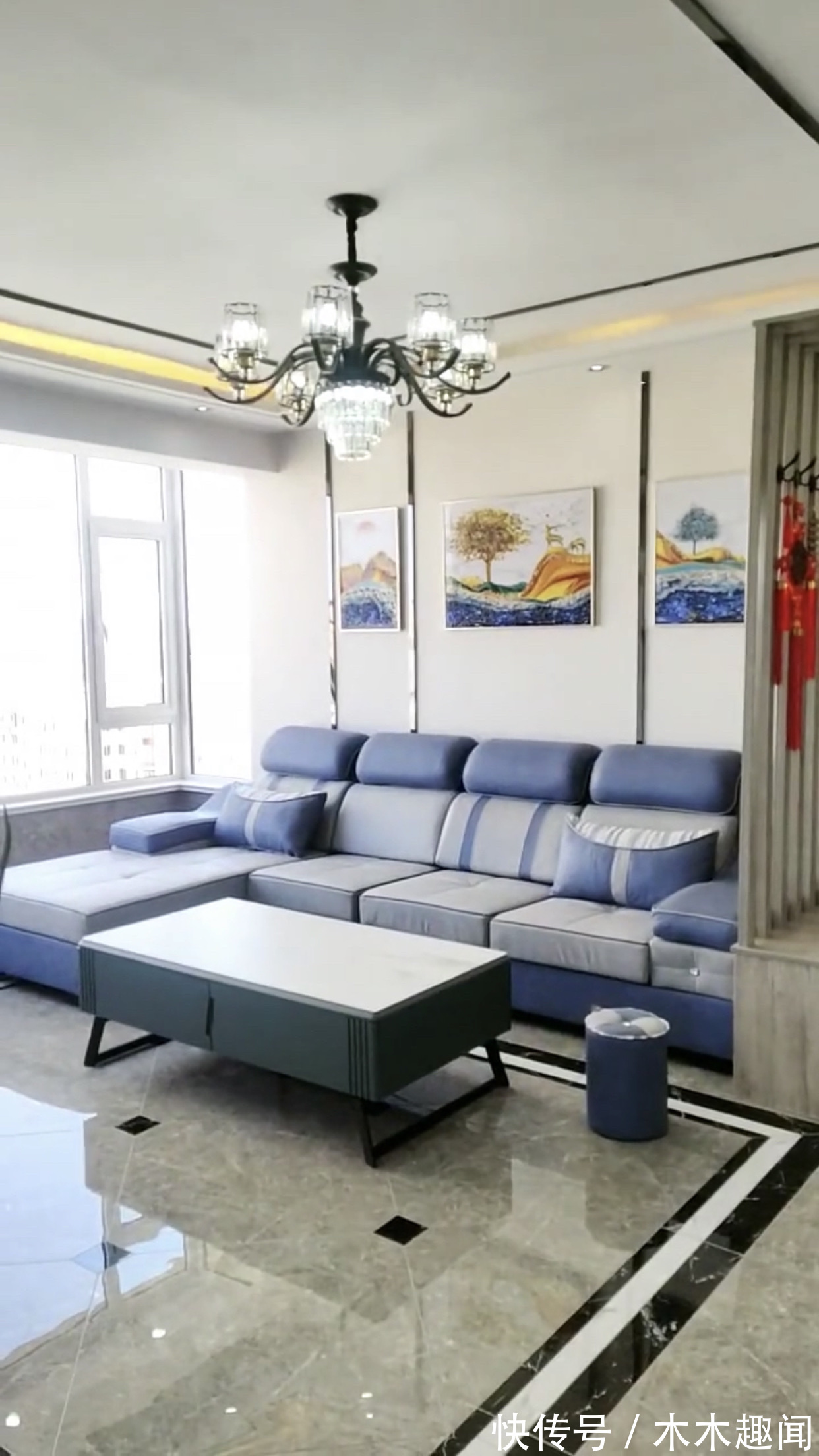 现代风格|102平方新房设计三个卧室,简约时尚现代风格,开放式厨房真显大