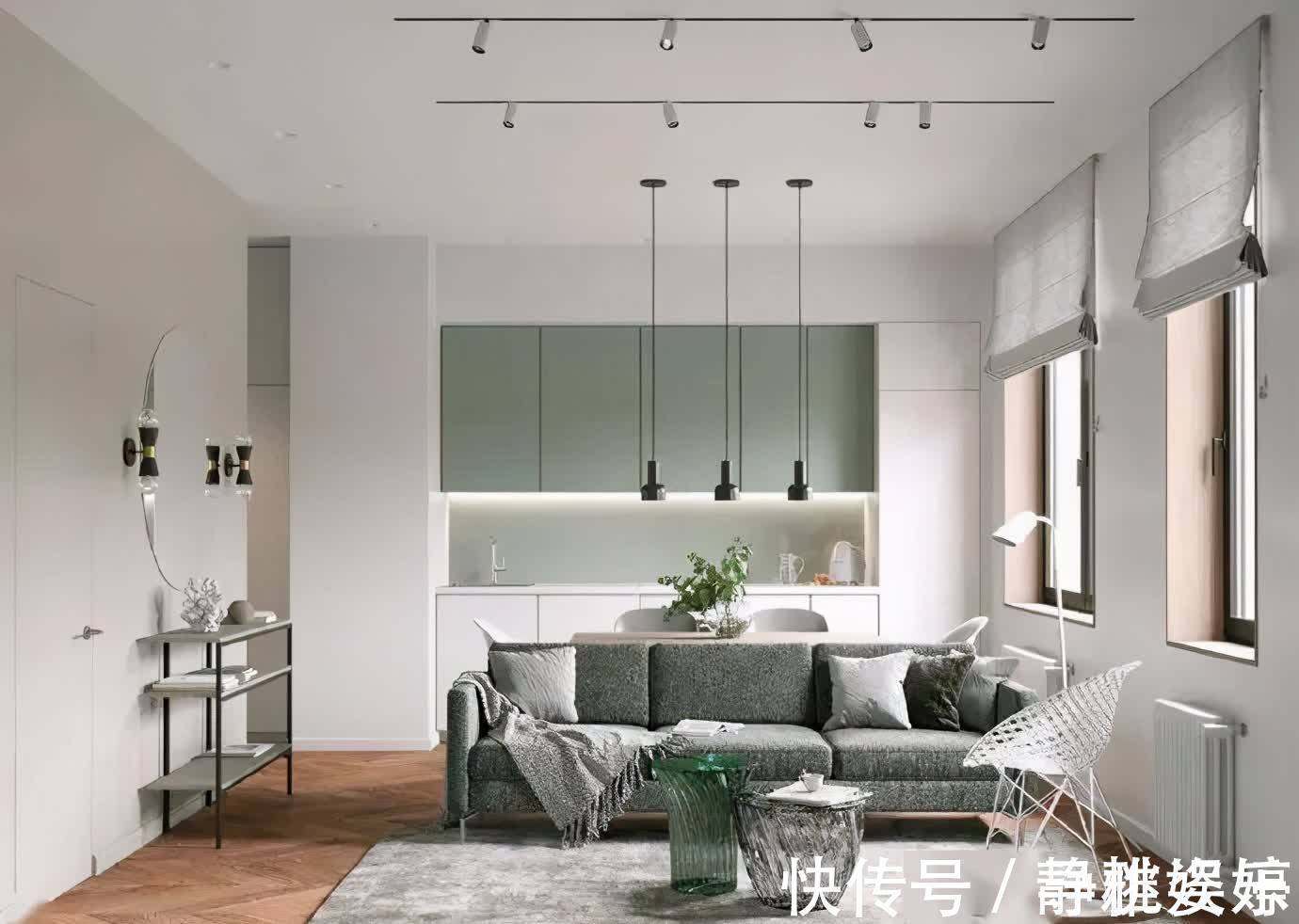 实木|参观邻居的小两居,一进门就被玄关迷住了,薄荷绿点缀空间真清爽