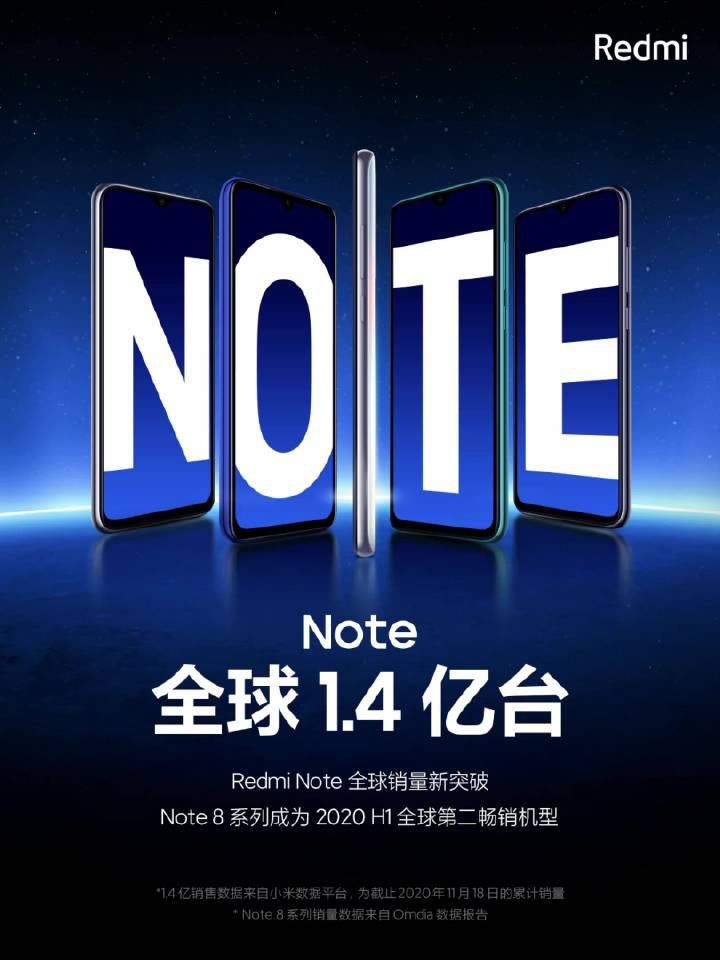 Note|Redmi Note系列全球累计销量破1.4亿台，Note9为你而来！