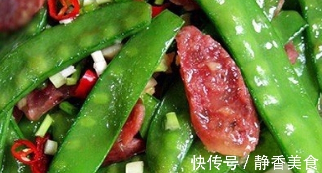 荷兰豆|经典家常菜，腊肠炒荷兰豆最简单的做法，大人孩子都爱吃！