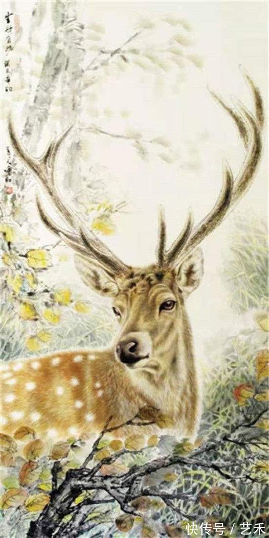 画家!画家潘红以情画鹿以心画鹿献礼建党百年
