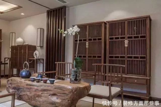 茶室|新中式别墅设计,落落大方,袅袅炊烟树外饶,一抹写意浅墨清韵