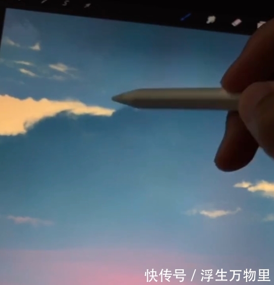 美术生板绘风景画,日落大海美呆了,网友:秀儿,是你吗?