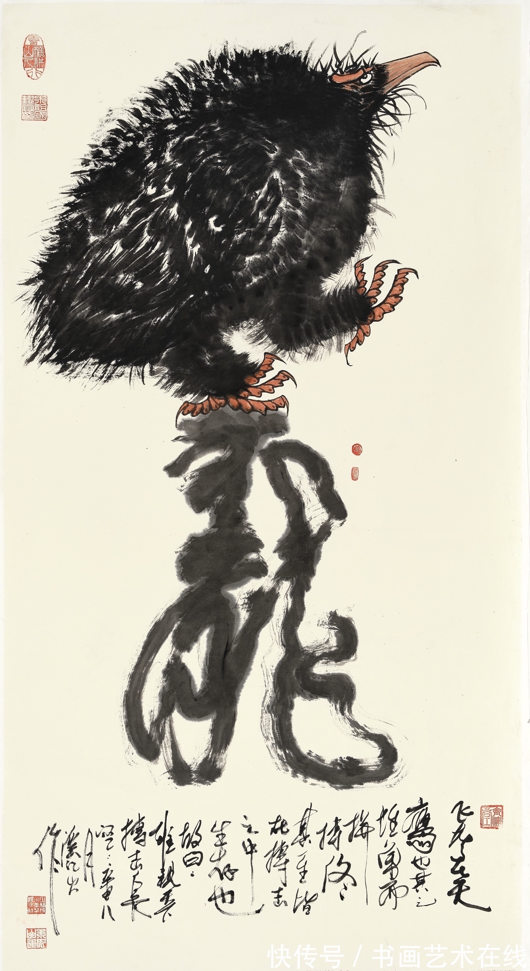 指墨画&艺高天下,独具风格——国画家、画鹰大家、指墨画艺术大师朱祖国