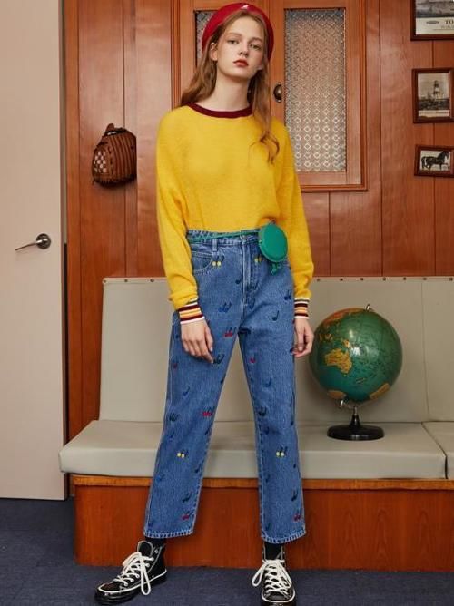 小仙女元气穿搭，温柔毛衣搭牛仔长裤，清新甜美又洋气时髦！