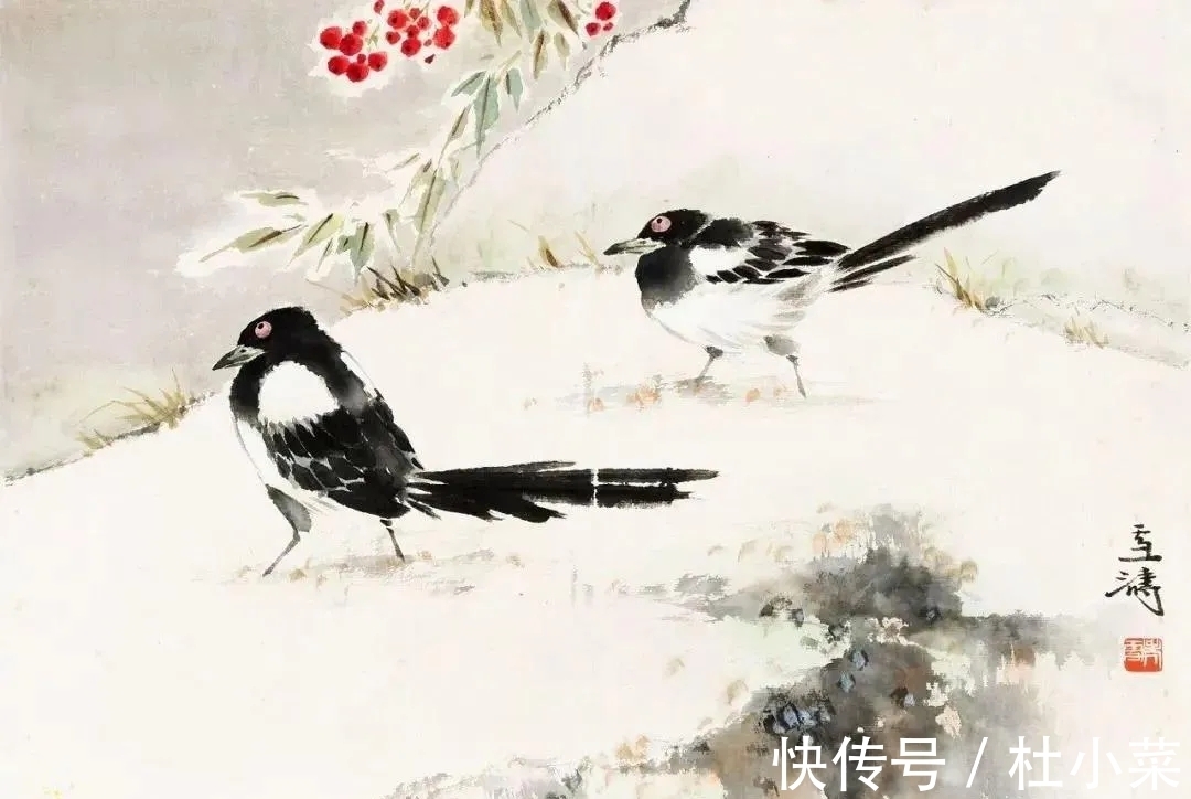 国画大师@冷逸空寂|国画大师王雪涛雪景花鸟画