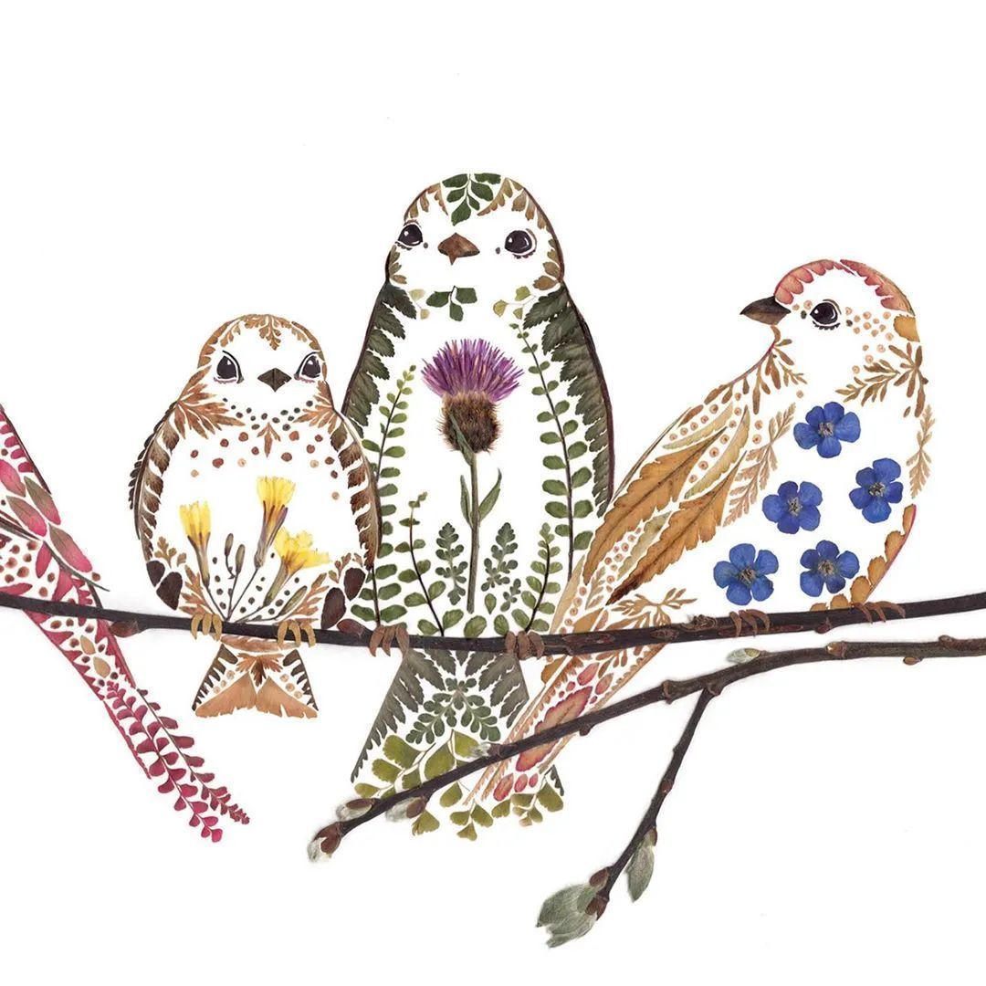 艺术作品&她画画的材料是花瓣,工具是把刀,直接用刀刻出画