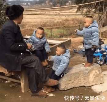 爷爷|三胞胎在爷爷家捣乱,爷爷拿着棍子时,三胞胎的表情笑翻我了