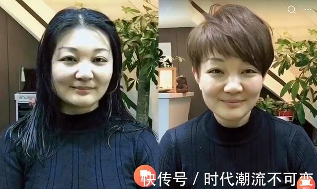 脸型 发量少还“脸大”的女生适合啥发型六款五五分短发，显瘦显发量！