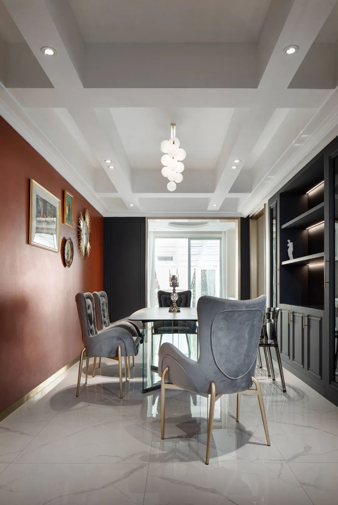 天花|360㎡现代轻奢,有琴房、有舞蹈室,还有独特的楼梯,设计很情趣