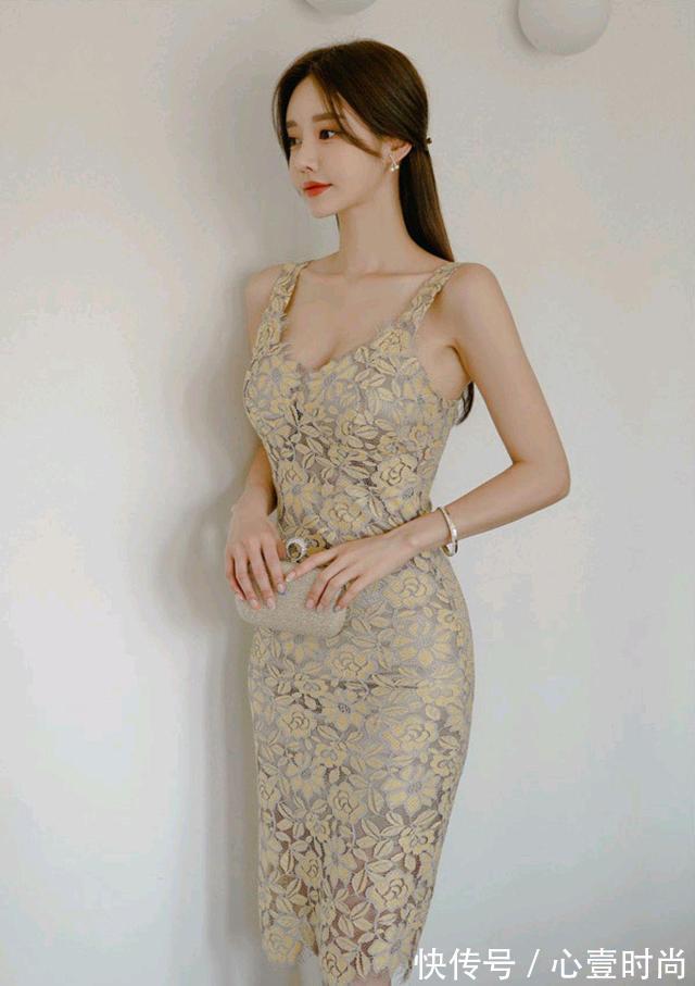 晚礼裙|女神孙允珠高清时尚搭配:塞维利亚金箔桂叶香槟晚礼裙