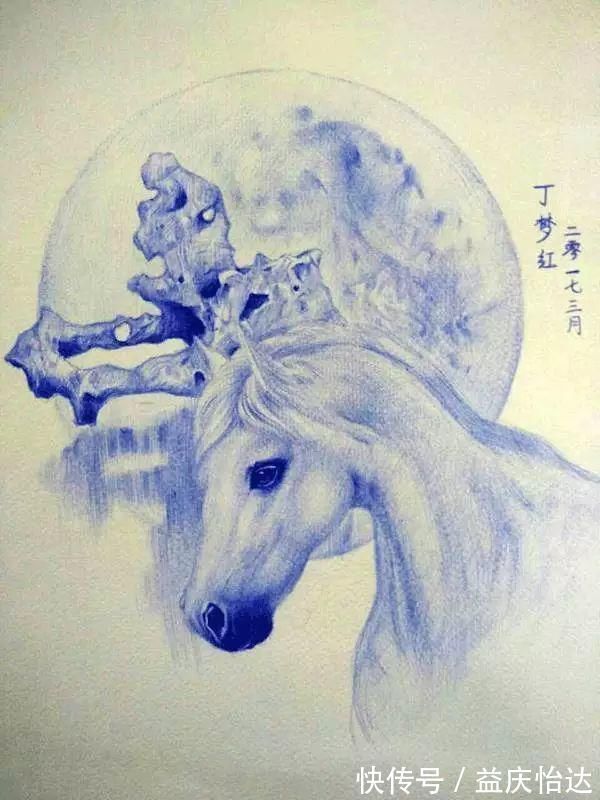 盼望!一位15岁的小姑娘,没有任何绘画基础,却画出了令人感动的圆珠笔作品!