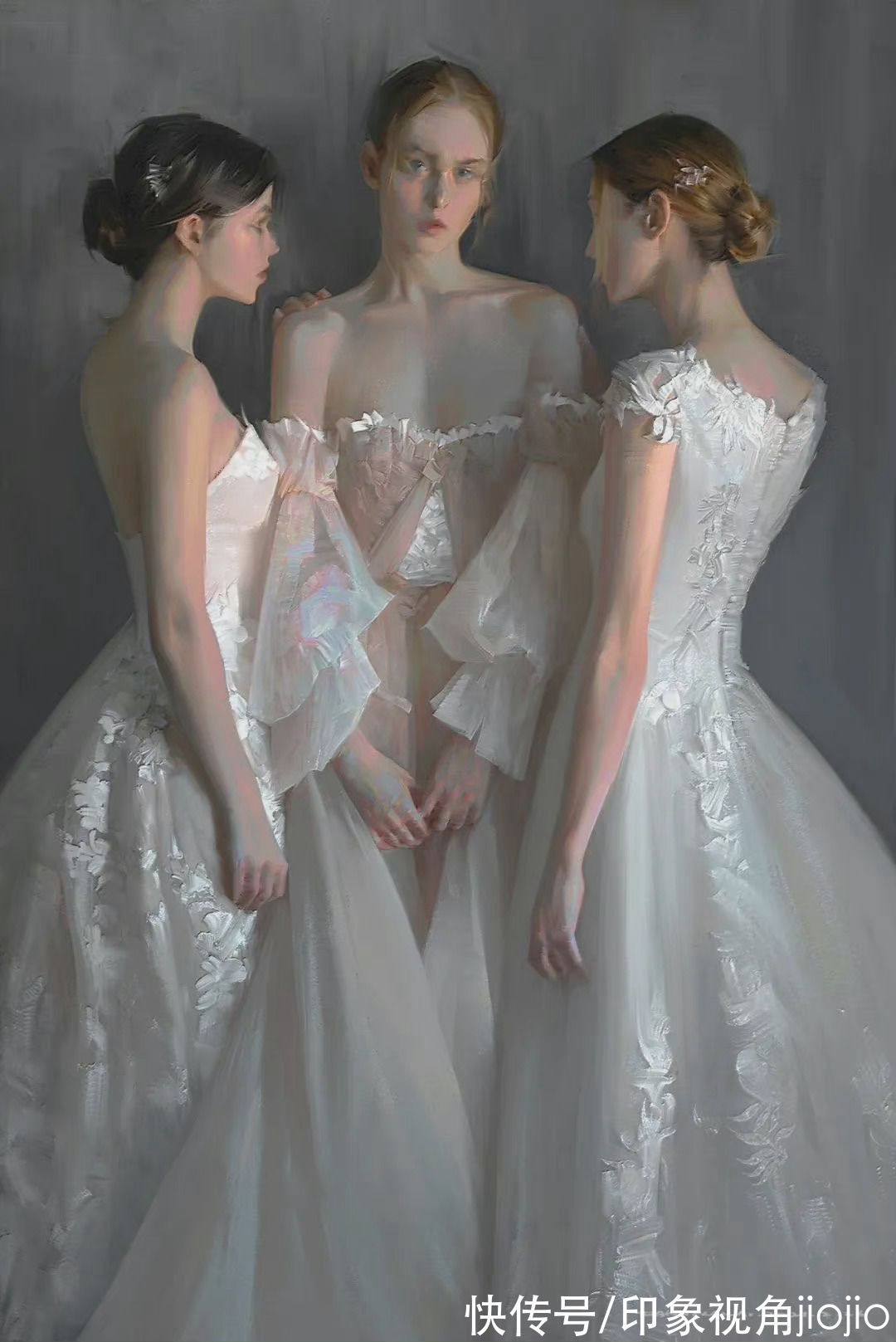 插画作品$高级油画质感的插画作品,笔下的白衣少女太梦幻了
