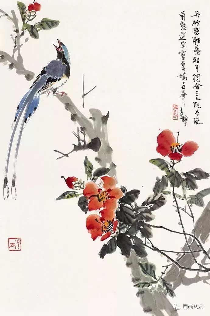 这组花鸟画，如春风拂面，春意盎然