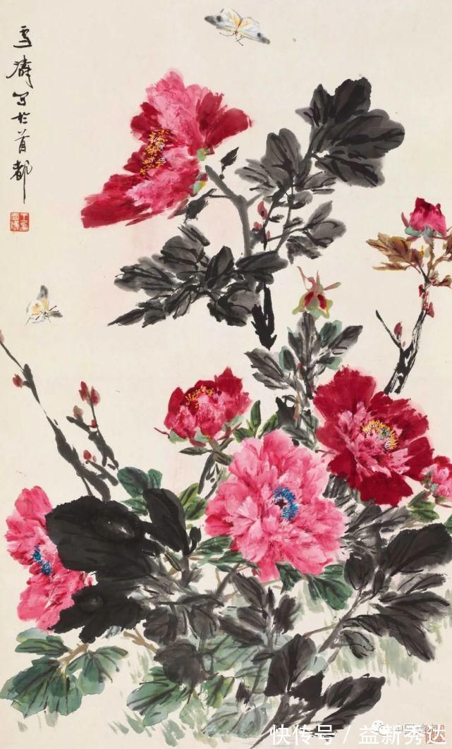 华北大学&两大高手画牡丹,一个工笔称雄,一个写意夺冠!